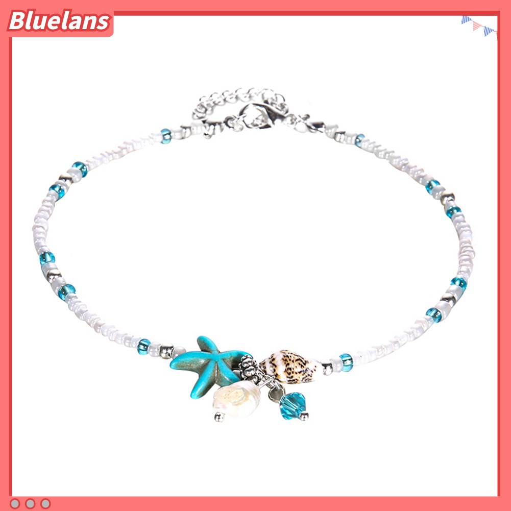 Bluelans Boho Lady Beaded Starfish Charm Barefoot Sandal Foot Chain Anklet Ankle Bracelet