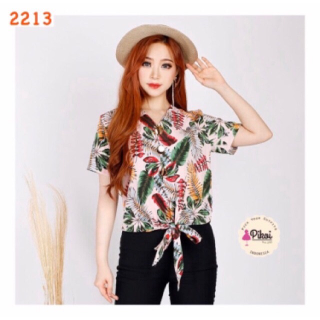 Kemeja ikat murah / kemeja summer cantik / kemeja crepe wanita murah / kemeja crepe cewek lucu /2213