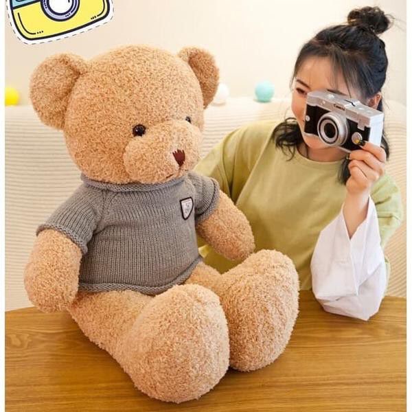 Boneka Teddy Bear Sweater Silky Beruang Animal Kado Ultah Souvenir ukuran 17&quot;/70cm