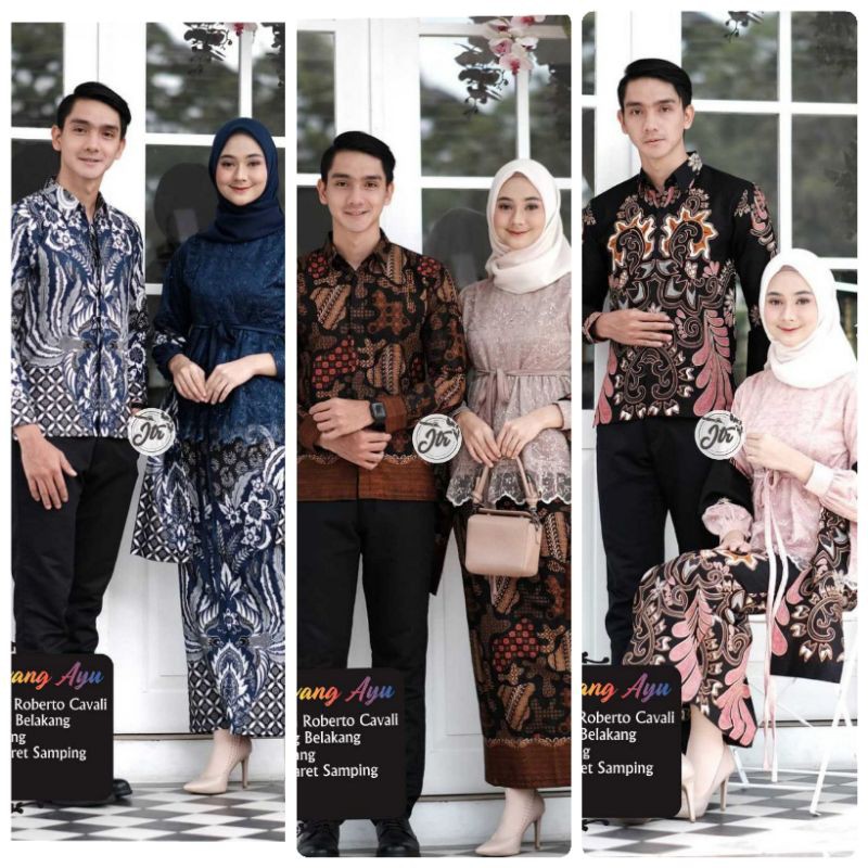 Batik couple brokat tile /selendang payet/couple pria wanita/batik couple