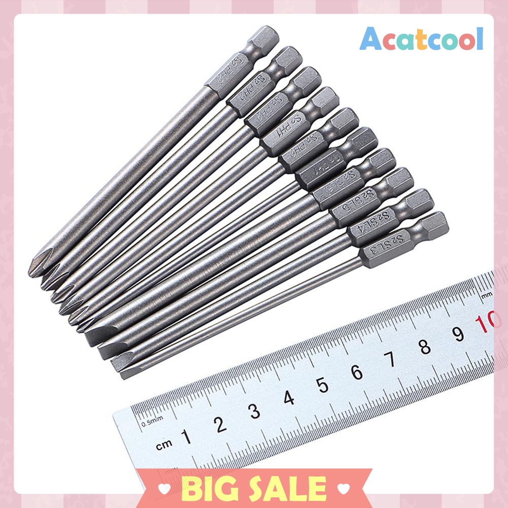 10pcs/set S2 Steel Slotted Phillips Head Batch Electric Screwdriver Bits