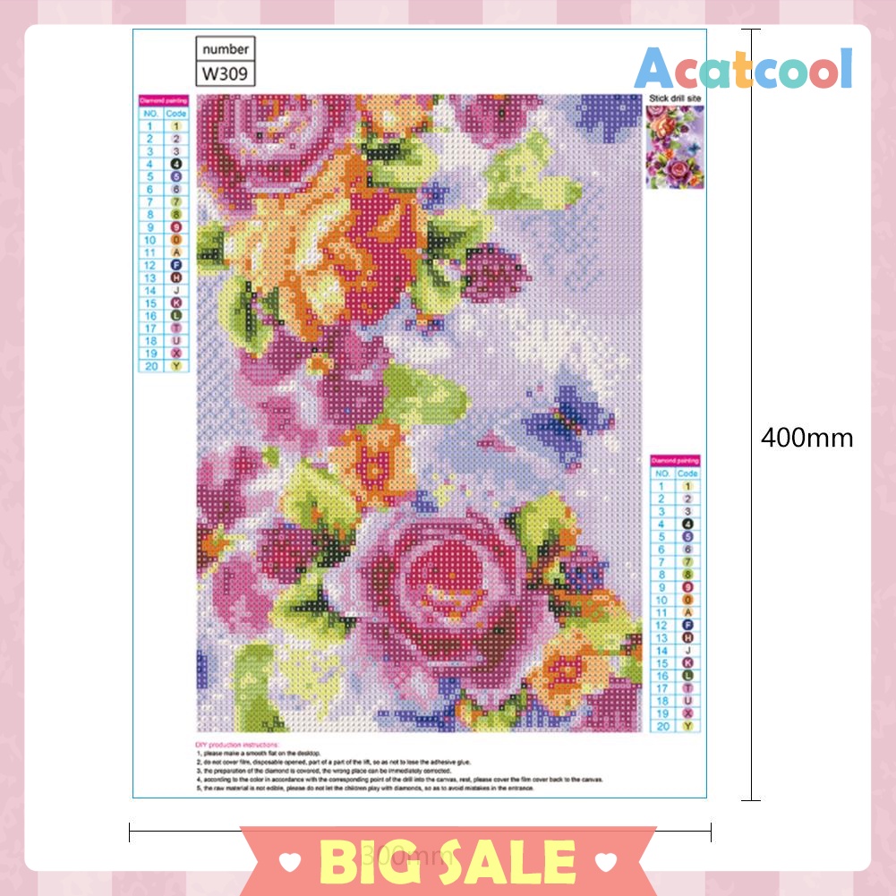 5D DIY Full Drill Diamond Painting Gorgeous Flowers Butterfly Cross Stitch