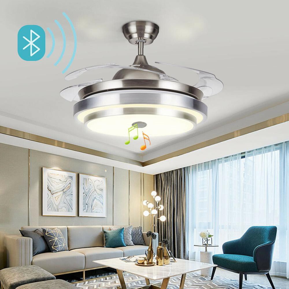 Yonntech Bluetooth Music Fan Chandelier Led Ceiling Fan Lamp Wing Foldable Odg4 Shopee Indonesia