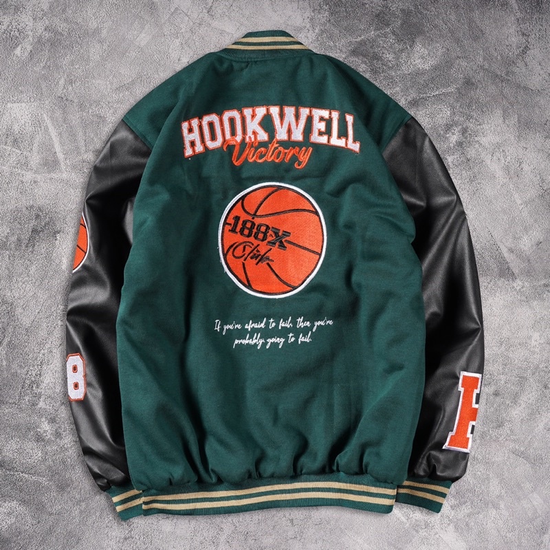 [N00686] Jaket Baseball Varcity Distro Motif HOOKWELL HUSTLE 88