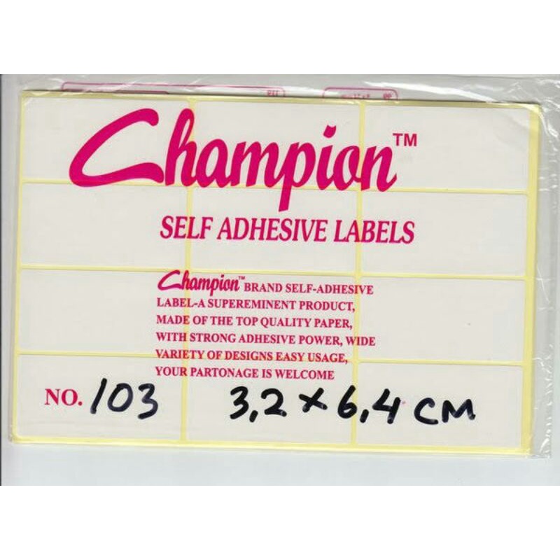 

Label Champion 103, isi 120pcs