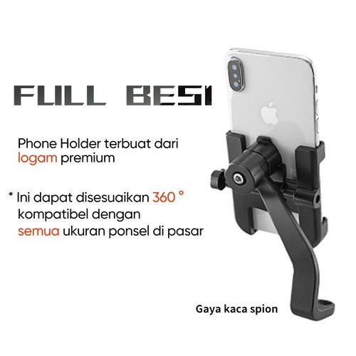 DUDUKAN HP DI MOTOR Phone Holder dudukan HP Spion Motor Full Aluminium C-2 C2 Back mirror