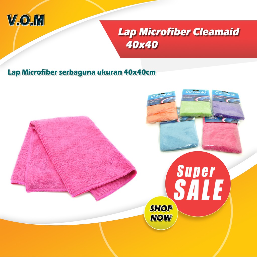 VOM Lap Microfiber Cleamaid 40x40 Micro Fiber Kain Lap Serbaguna - 0366