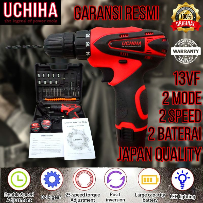 mesin bor 10mm uchiha charger tanpa kabel besi kayu cordless baterai uchiha japan