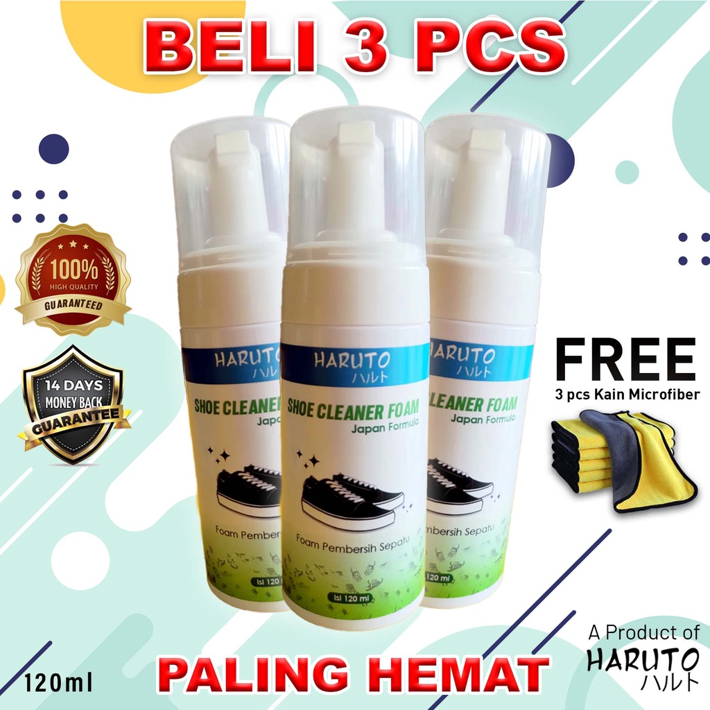 Shoe cleaner foam Haruto 120ml Foam pembersih sepatu paket 3 botol