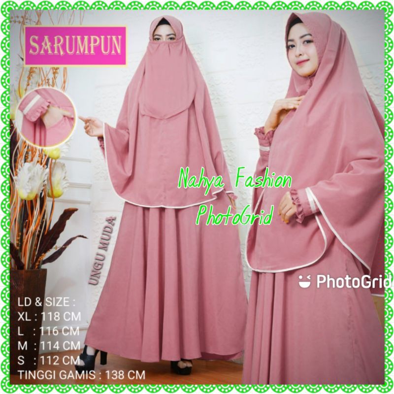 Gamis Syar'i Set Cadar Wolfis Ungu Muda