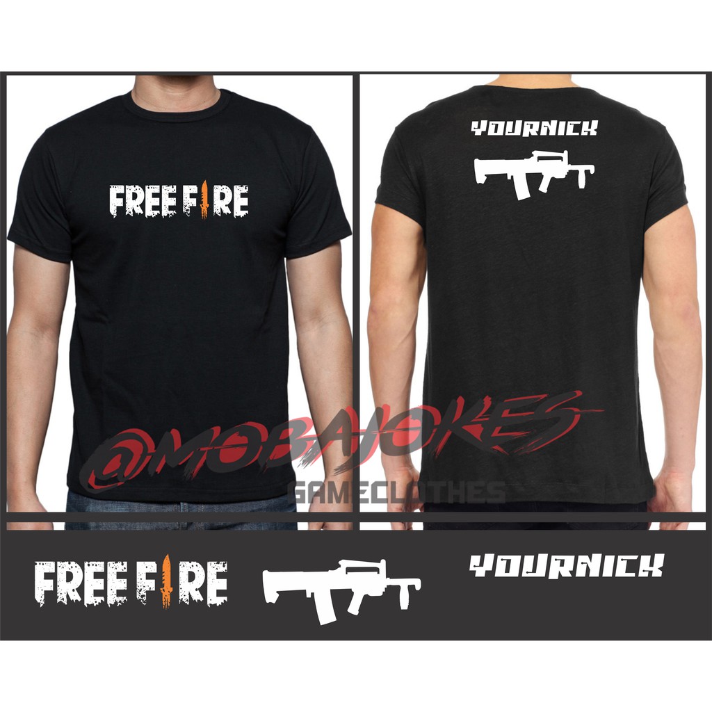 KAOS FREE FIRE PAKET TOPI BAJU LENGAN PENDEK HITAM GAME FREE FIRE