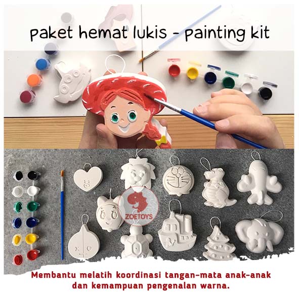 Zoetoys Paket Hemat Lukis Gypsum Painting Kit | Starter Kit Melukis Patung Activity | Character Toy Story BT21 Doraemon Mickey Winnie the Pooh Disney Princess | Cari Bingkisan Hampers Goodie Bag Kado Ulang Tahun | Mainan Mewarnai Melukis