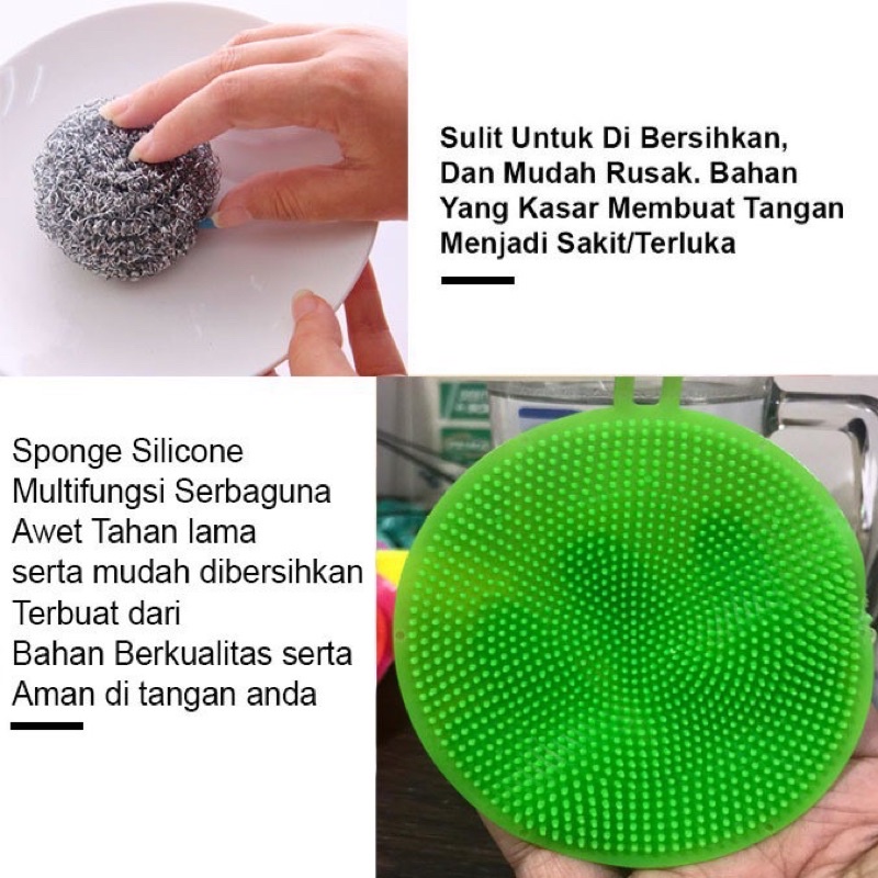 SPON ALAT CUCI PIRING SILIKON SIKAT SPONS SILICONE SPONGE PENCUCI ELASTIS KARET ANTI KUMAN