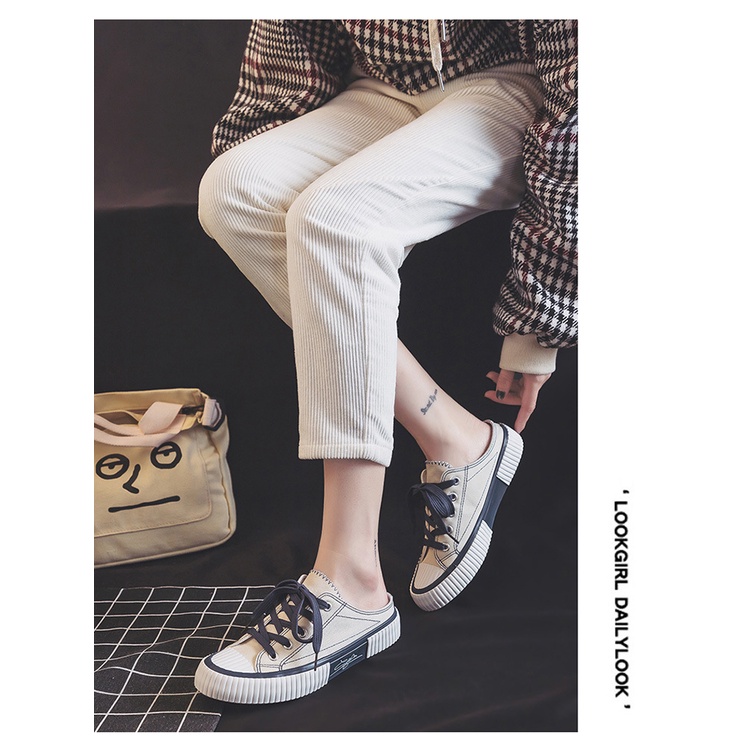 Satu7an SPT-10 Sepatu Kanvas Wanita Tanpa Tumit Style Fashion Korea Kasual Sepatu Slip On Women Canvas Sneakers Shoes Import