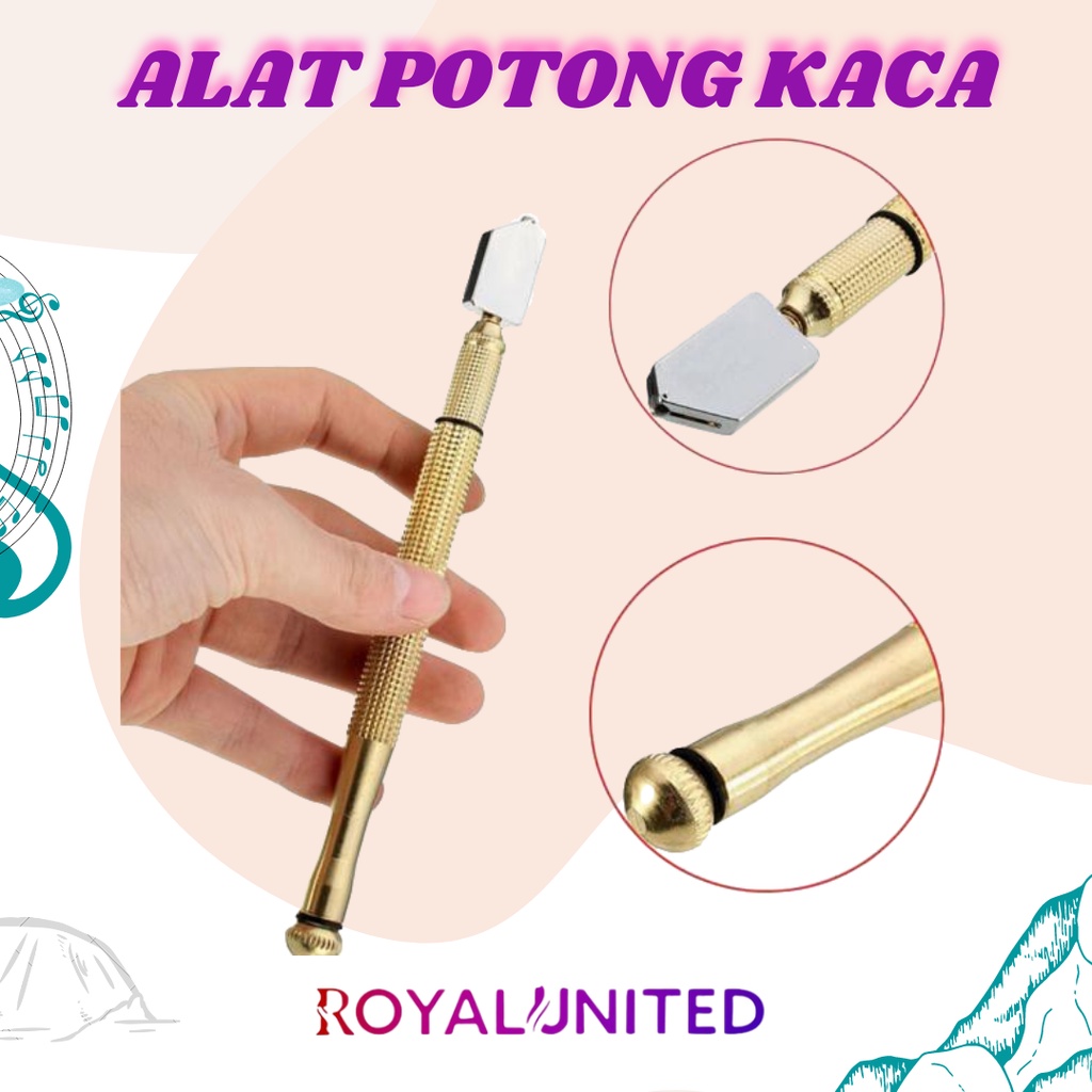 Pisau Potong Kaca Gagang Besi Oil Cutter Pemotong Kaca Tahan Karat