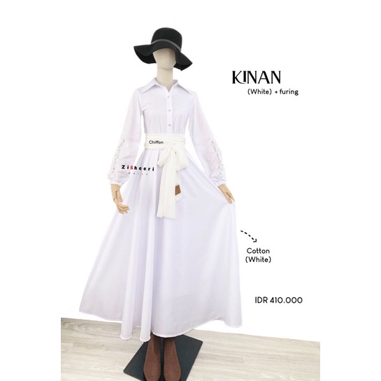 Gamis Premium Kinan by Zisheeri|Gamis Terracotta|Gamis Putih|Gamis Busui|Gamis Polos|Hamis Simpel da