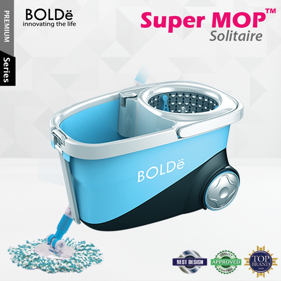 Alat Pel Lantai BOLDe Super Mop Solitare Roda Pengering Stainless Steel