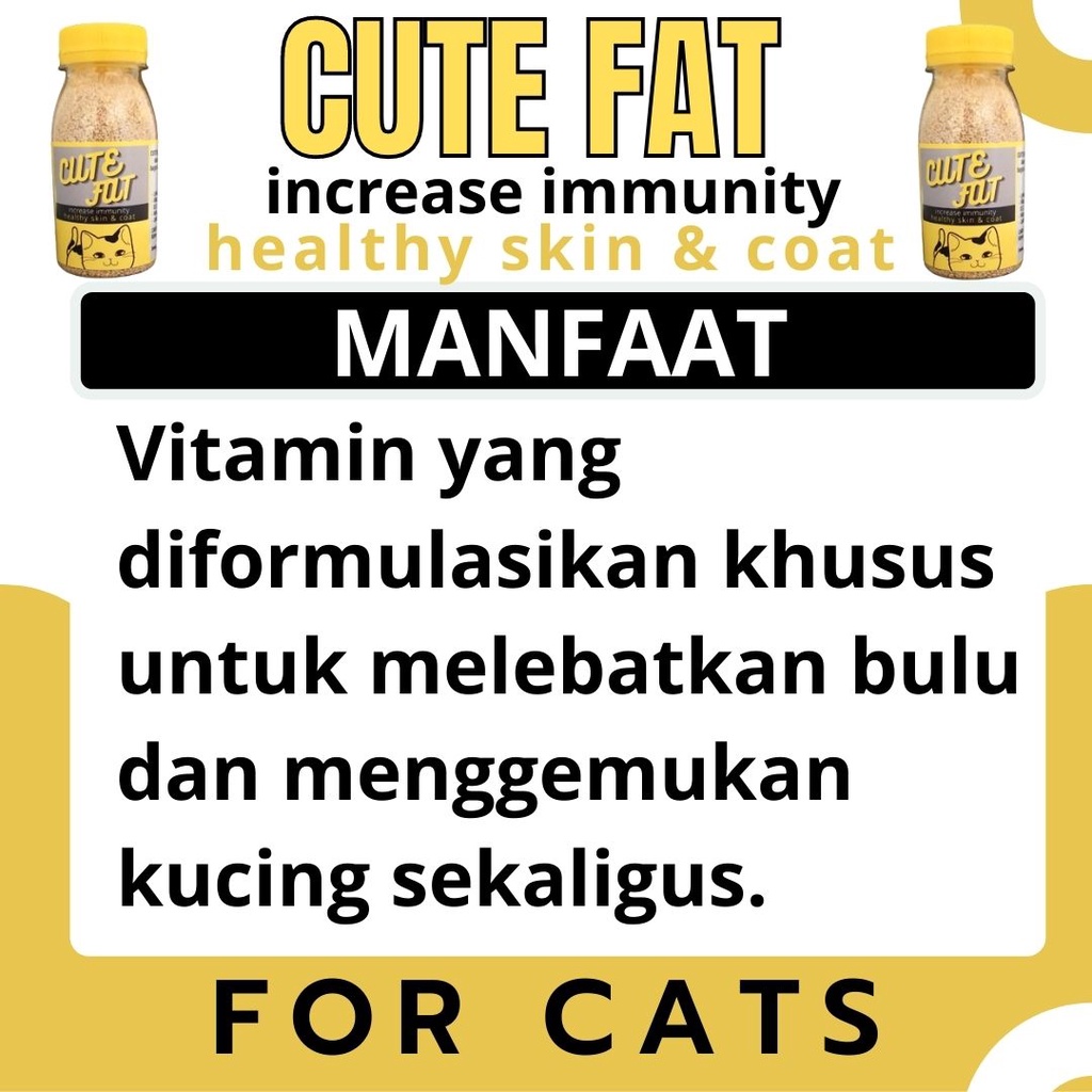 Vitamin Penggemuk dan Bulu Kucing Penumbuh Bulu Kucing Pelebat Bulu Obat Bulu Kucing Rontok CUTE FAT FEFARM