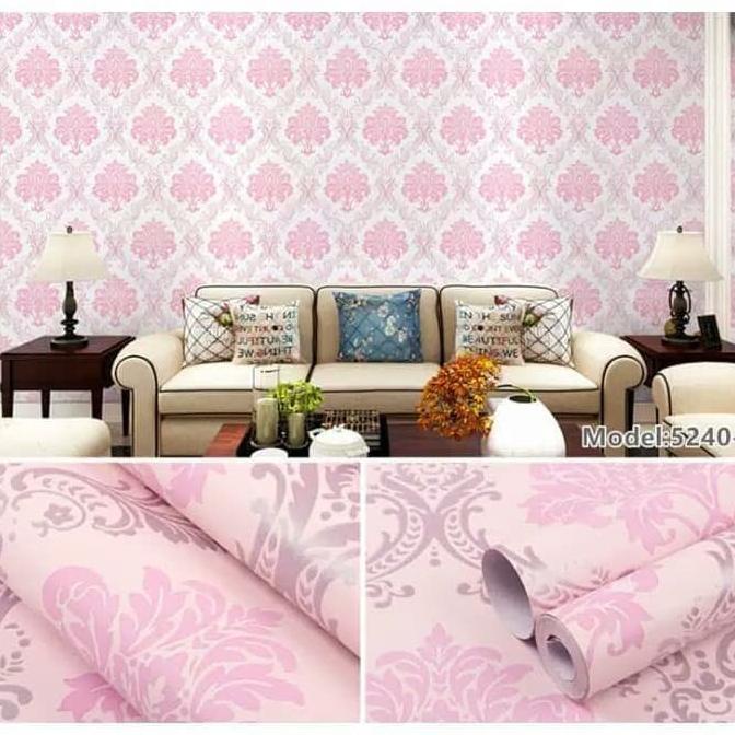 Wallpaper Dinding Batik Silver Pink