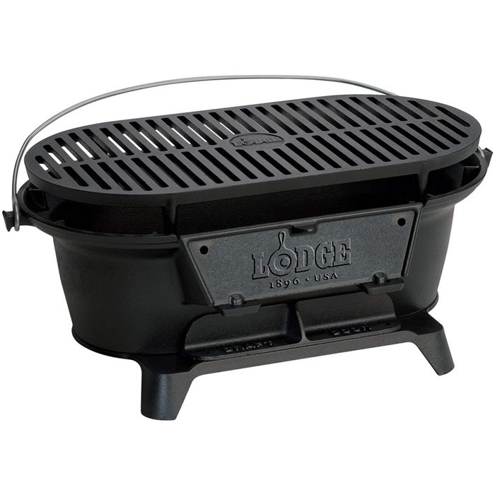 Lodge Cast Iron Sportsman's Grill Jumbo Charcoal Hibachi Style Grill