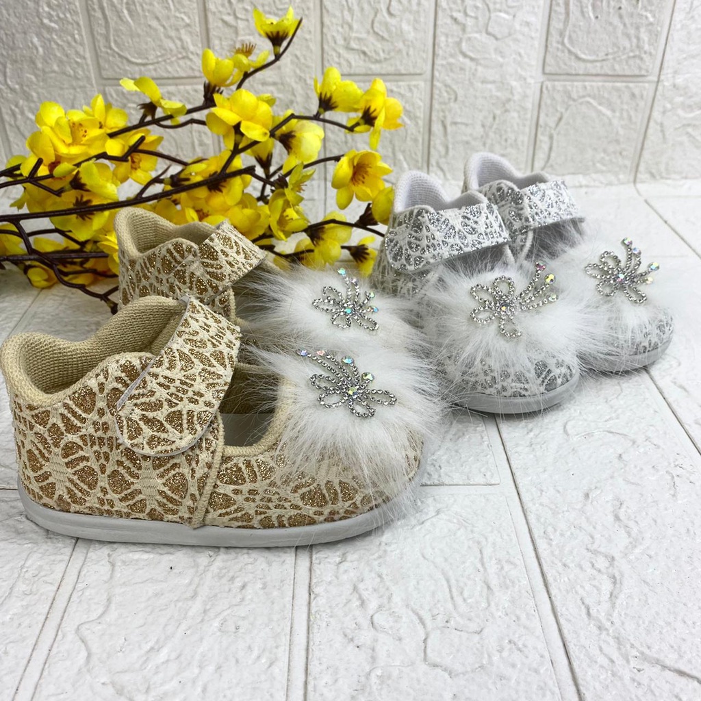 SEPATU TRENDY MURAH ANAK PEREMPUAN BRUKAT BULU XAX03