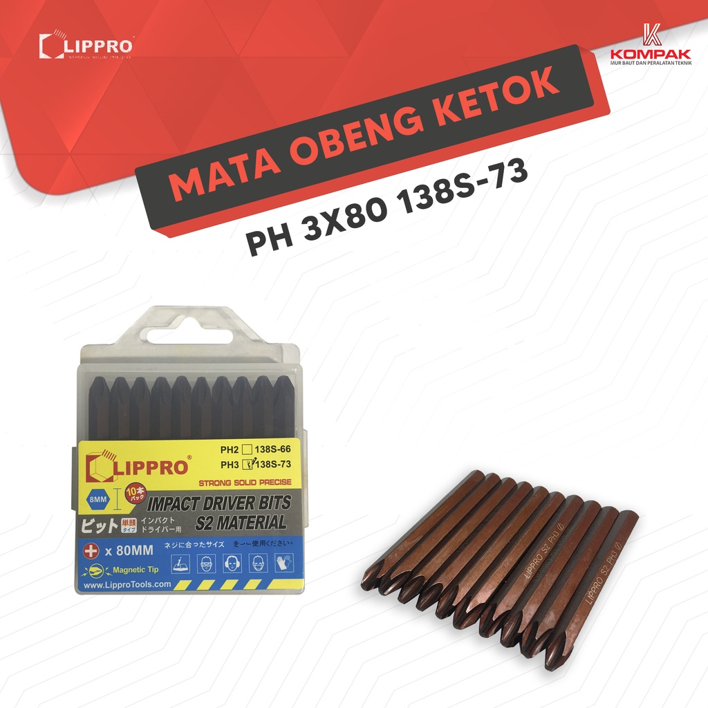 Mata obeng ketok LIPPRO . alat bongkar baut yang susah dibuka . Mata obeng gedor . Pembuka baut slek