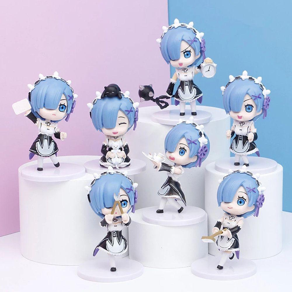 Mxbeauty Re: Life In A Different World From Zero Dekorasi Moldel Kawaii Q Version Boneka Mainan Anak Ornamen Dekorasi Desktop Model Rem Mainan