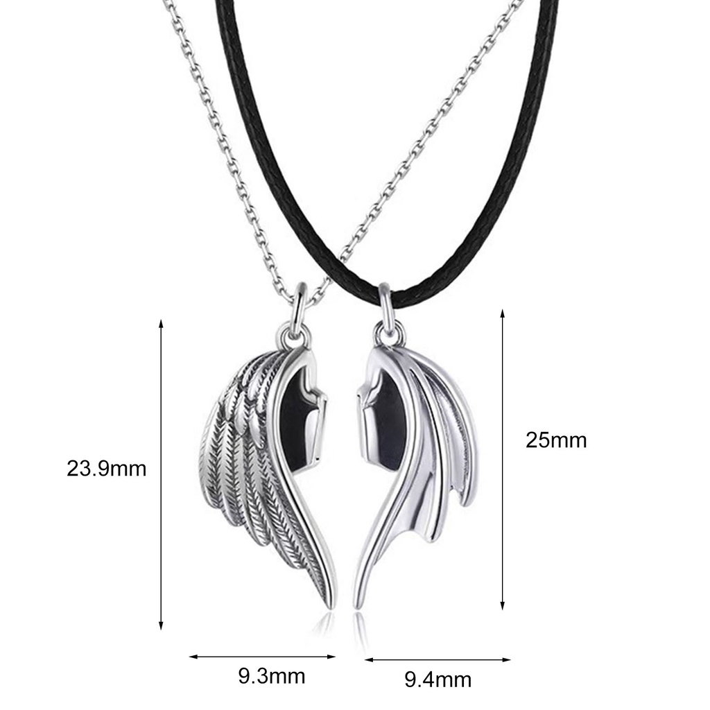 Hu Hu Hu Hu Hu Alat Bantu Pasang Kacamata♡ 1 Pasang Kalung Liontin Magnetik Bentuk Sayap Malaikat Untuk Pasangan