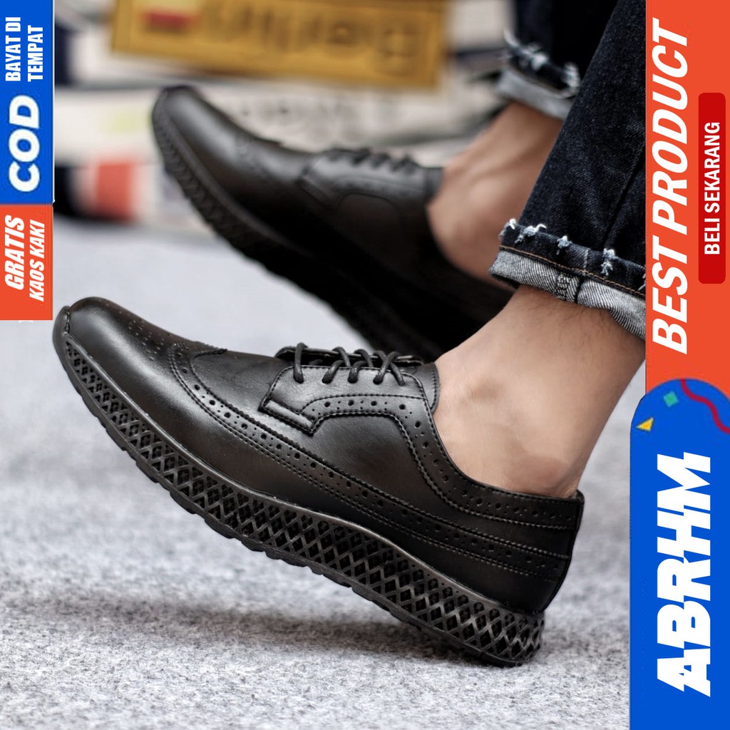 ABRHM x JHON Sepatu Casual Pria Sepatu Kasual Pria Kulit Pu Kerja Sepatu Pria Casual Original Sepatu Semi Formal Kuliah Kondangan Gaya keren Kekinian Murah Terlaris