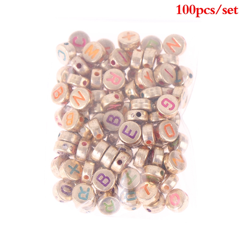 100 Pcs Manik-Manik Bulat Bahan Akrilik Ukuran 4x7mm Untuk Membuat Perhiasan Diy