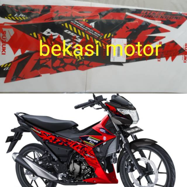 striping sticker suzuki satria fu f1 fi biru merah 2018 original