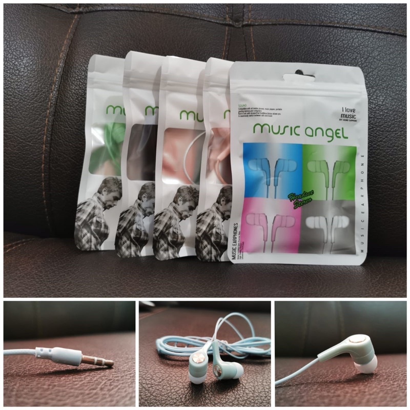 Headset Music Angel Macaron Super Extra Bass Handsfree Earphone