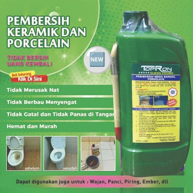 TOPRON PEMBERSIH LANTAI 1 Liter / CAIRAN PEMBERSIH TOILET / PORCELAIN BONUS FREE GRATIS KUAS