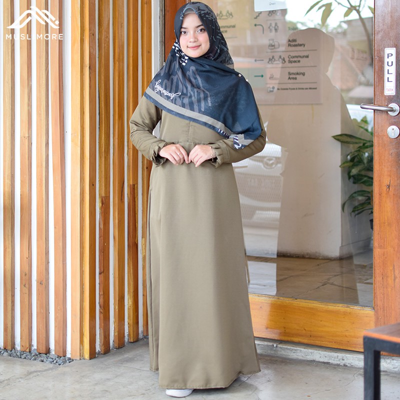 Muslimore Baju  Muslim Wanita Gamis  Ijo Olive Polos  Syar 