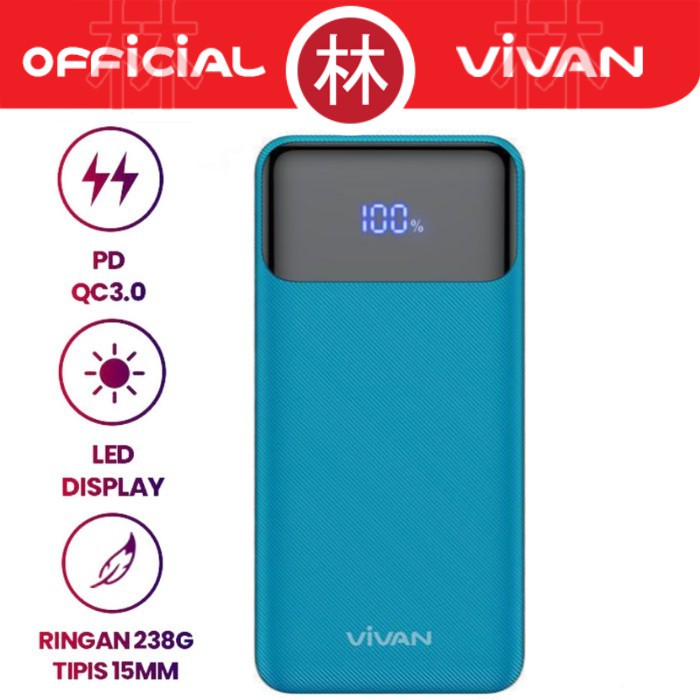 Vivan VPB-X10 10000mAh 20W Two-Way Quick Charge LED Powerbank PD QC3.0