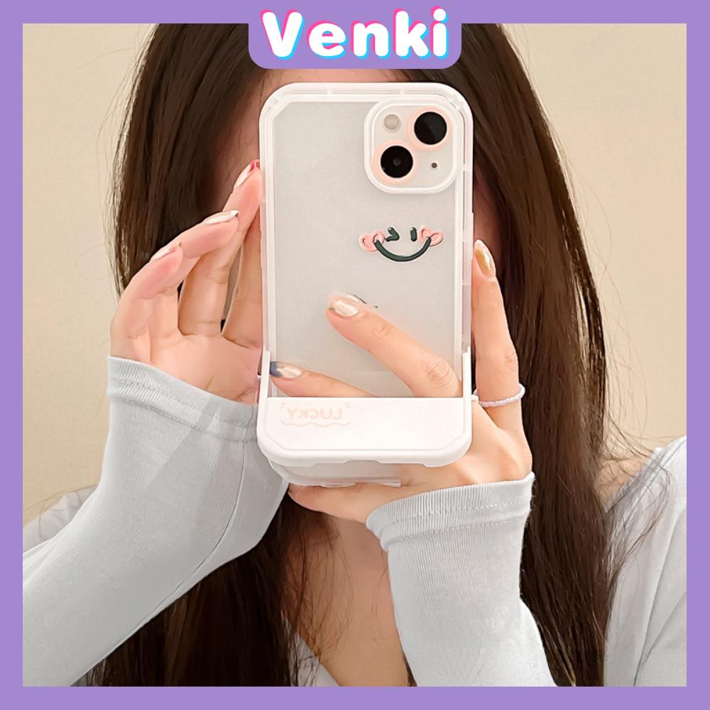 iPhone Case Silicone Soft Case Clear Case Folding Stand Shockproof Protection Camera Smiley Simple Cute Compatible For iPhone 11 iPhone 13 Pro Max iPhone 12 Pro Max iPhone 7Plus xr