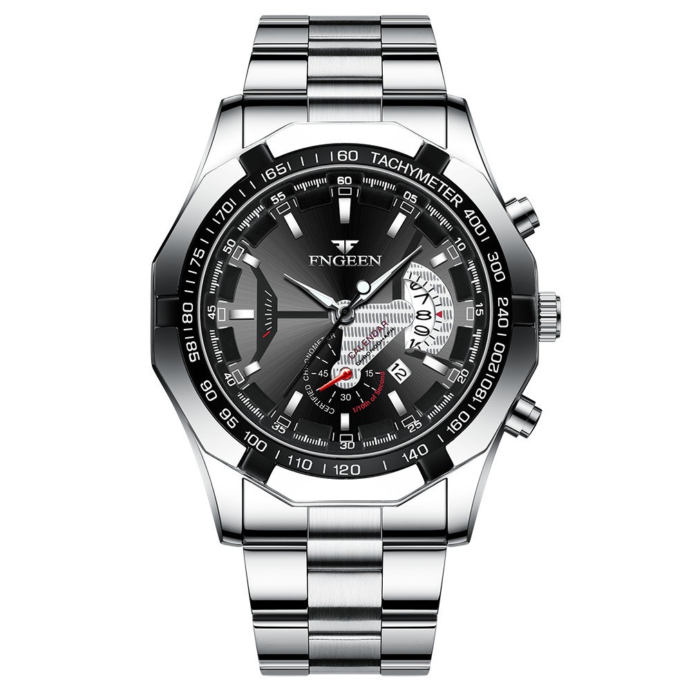 Jam Tangan Pria FNGEEN S001 Luxury Stainless Steel Quartz Original Tahan Air Watch  Kotak Gratis