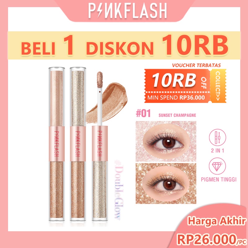 PINKFLASH DoubleGlow 2 in 1 Liquid Eyeshadow All Glow Eyeshadow High Pigment Waterproof Eye Makeup