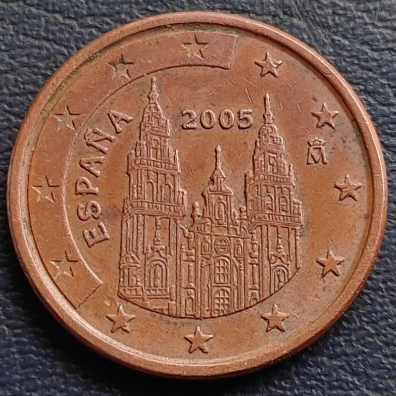 Uang Koin Kuno Luar 5 Euro Cent Spanyol Tahun 2005