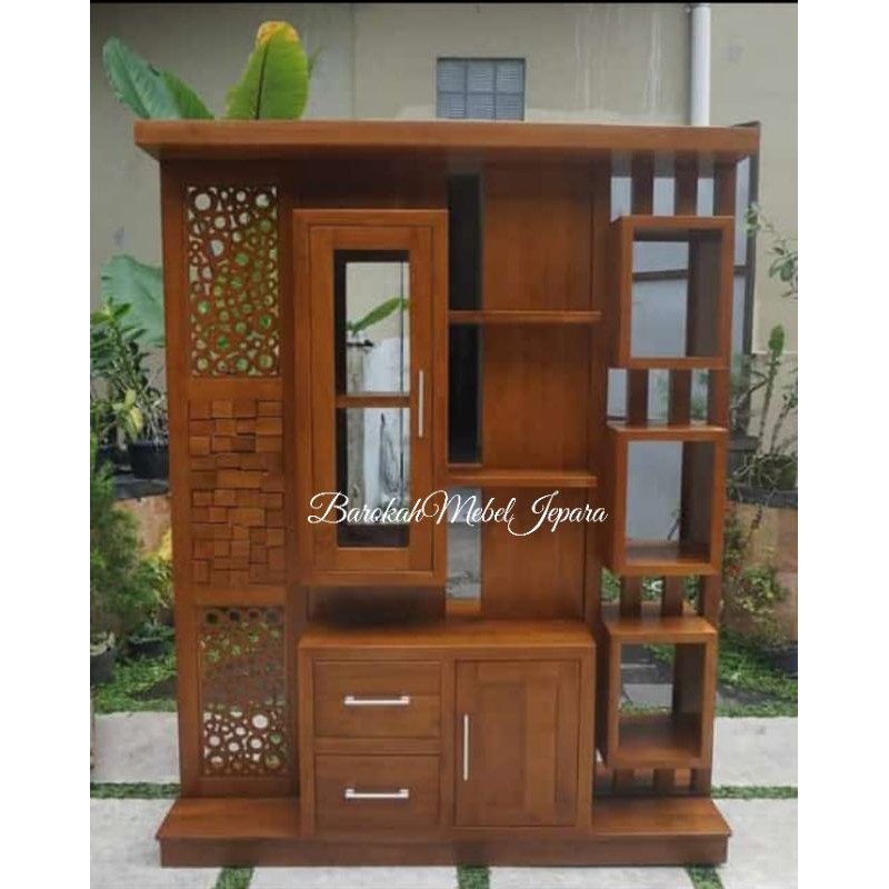 Bufet Partisi Penyekat Ruangan Jati Dua Muka