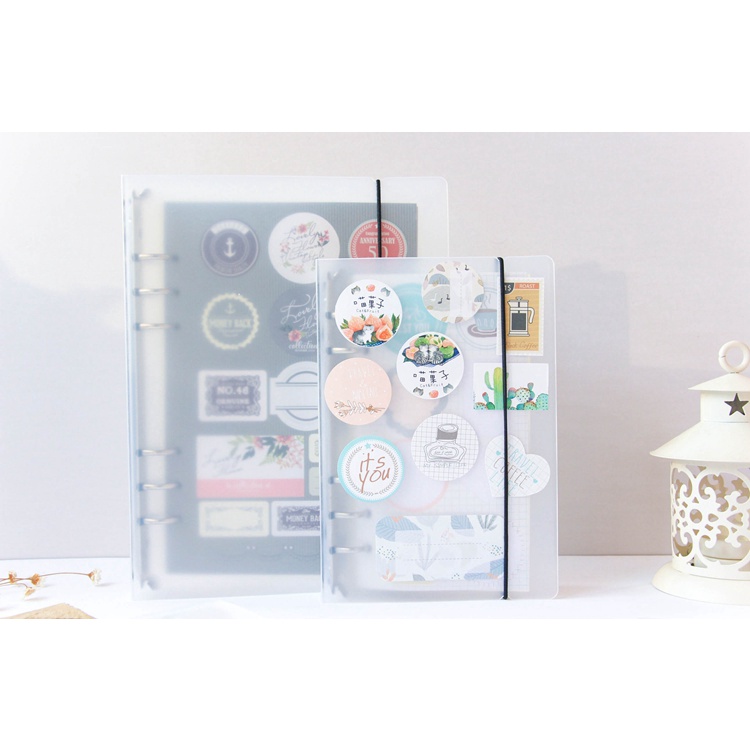 [THE UNIVERSE] 6 Ring Binder A6 Matte Aesthetic Binder Transparan Dove - ST008