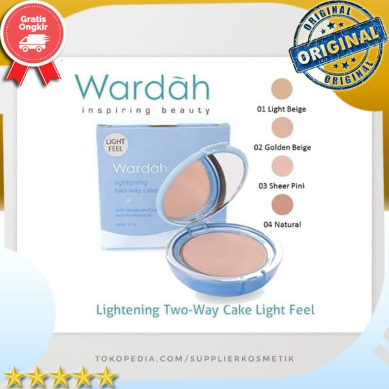 Paket Make Up Perawatan Wajah Wardah Lightening Two Way Cake Light Feel