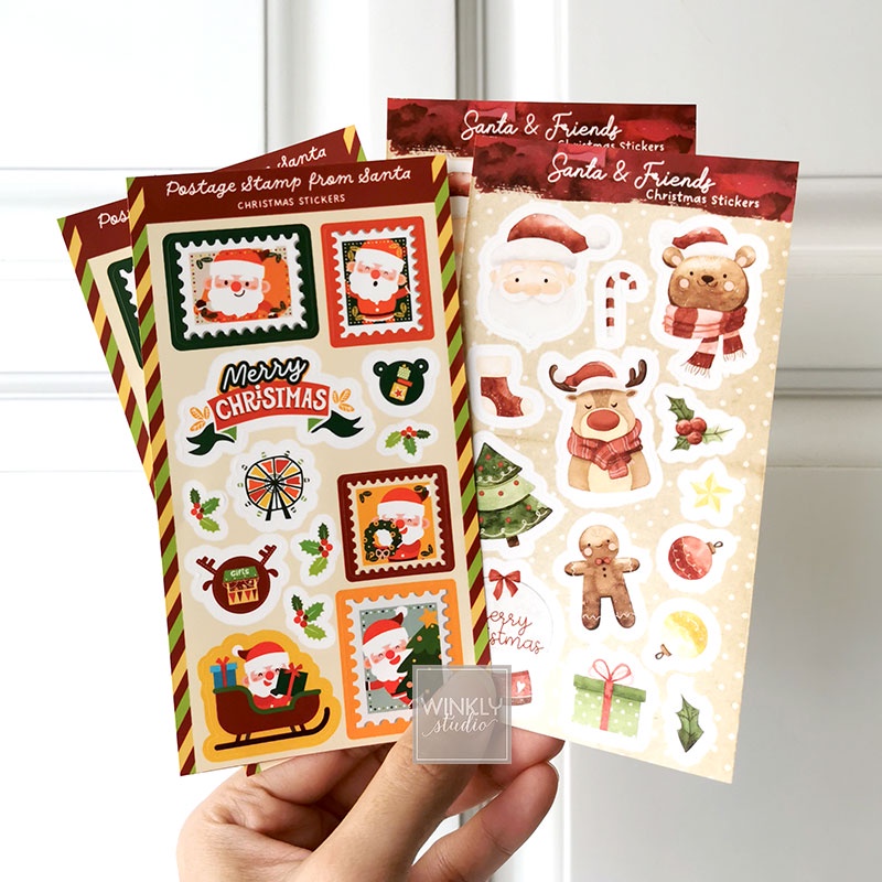 Christmas Sticker Sheet Santa Claus / Kisscut Planner Stiker NATAL Vinyl Stiker Set DECO