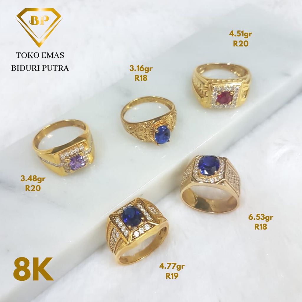 CINCIN PRIA PERMATA PERHIASAN EMAS ASLI KADAR 8K/375 CINCIN LAKI-LAKI