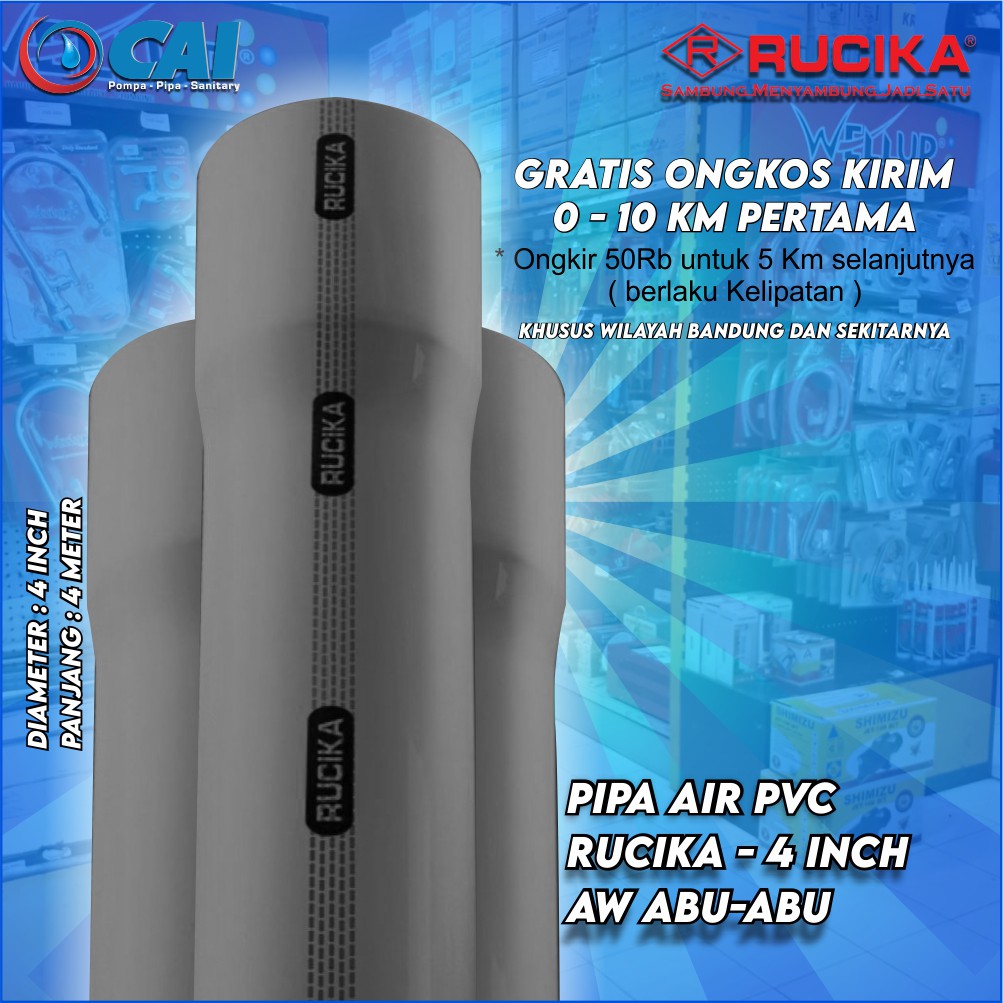 PIPA AIR PVC - RUCIKA - 4 INCH - AW - ABU