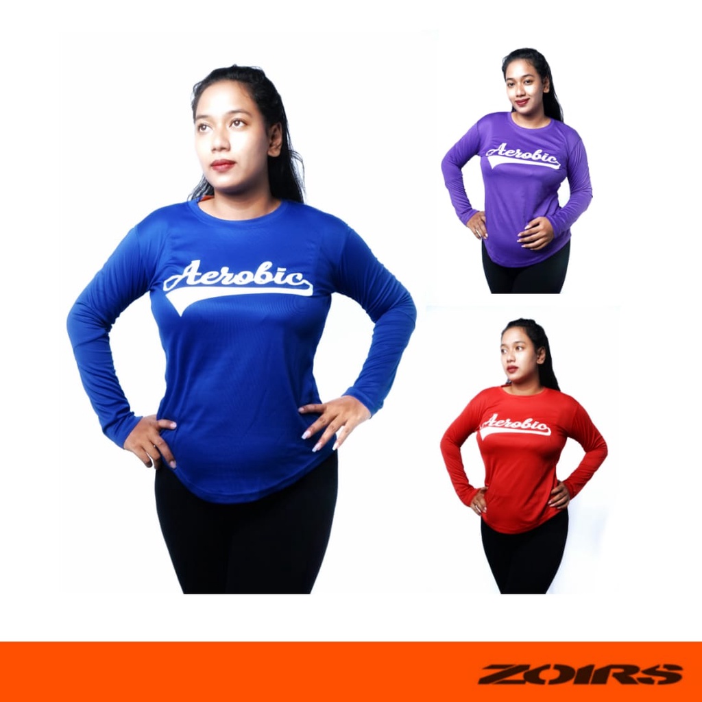 Baju olahraga wanita muslim aerobic senam fitnes running zumba lengan panjang hijab ARP-39