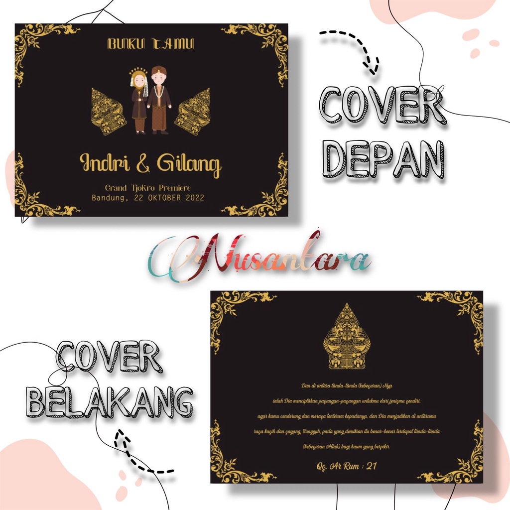 

Buku tamu pernikahan custom nama / Wedding guest book / Buku tamu pernikahan adat