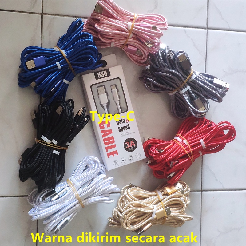 Kabel USB NYLON 3in1 | Kabel Androi,Type C dan 3in1