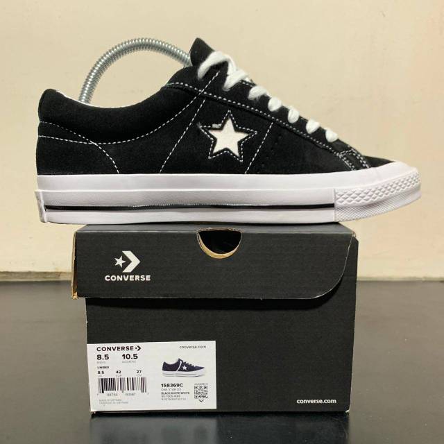 Converse one star suede ox black white
