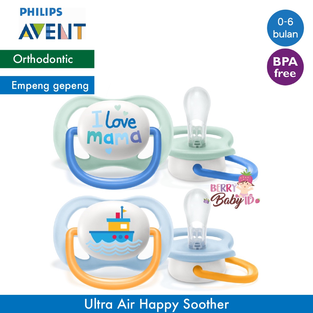 Philips Avent 2 Pcs Ultra Air Happy Pacifier Empeng Soother Bayi Berry Mart